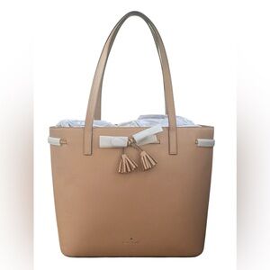 Kate Spade Beige Tote with Tassel Accents